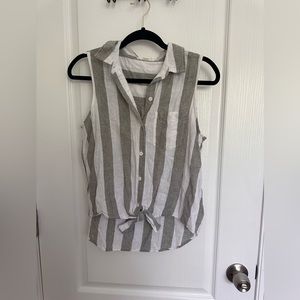 Striped tank top button up
